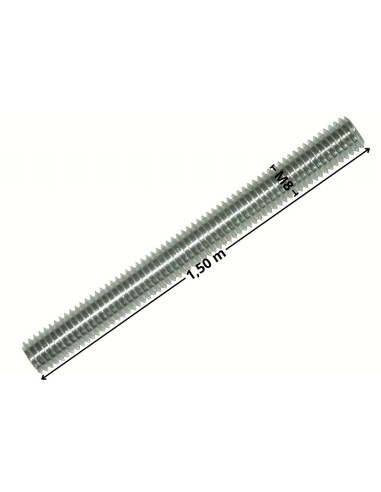 1 x Draadstang M8 lengte 1,50M Wit verzinkt staal