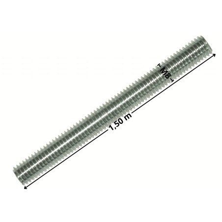 1 x Draadstang M8 lengte 1,50M Wit verzinkt staal