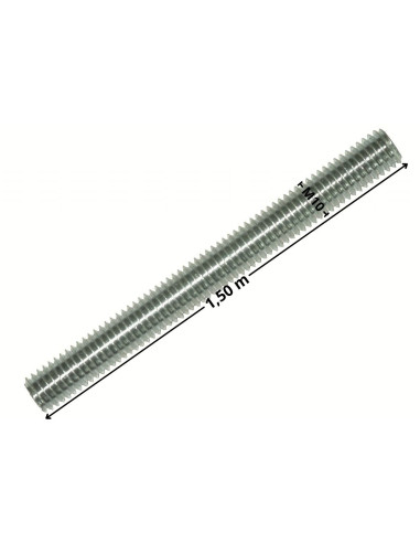 1 x Draadstang M10 lengte 1,50M Wit verzinkt staal