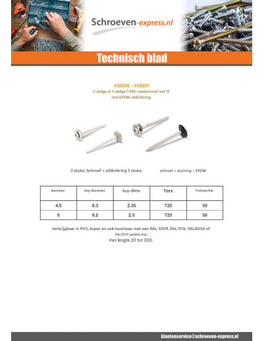 1 x Nokschroef gefreesde bolkop TORX T20 RVS A2...