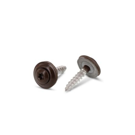 1 x Nokschroef gefreesde bolkop TORX T20 RVS A2 RAL8014 sepia bruin 4,5X45 Afdichtingsring met neopreen epdm afdichting