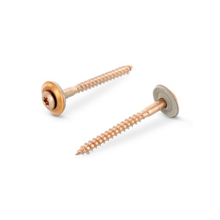 1 x Nokschroef gefreesde bolkop TORX T20 RVS A2 koper 4,5X70 Afdichtingsring met neopreen epdm afdichting 2 stuks