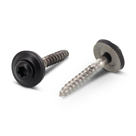 1 x Nokschroef gefreesde bolkop TORX T20 RVS A2 RAL7016 antraciet grijs 4,5X25 Afdichtingsring met neopreen epdm