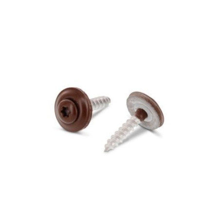 1 x Nokschroef gefreesde bolkop TORX T20 RVS A2 RAL8011 4,5X45 Afdichtingsring met neopreen epdm afdichting