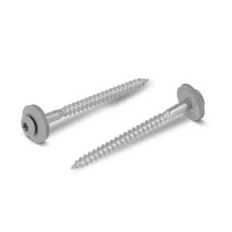 1 x Nokschroef gefreesde bolkop TORX T20 RVS A2 RAL7030 4,5X60 Afdichtingsring met neopreen epdm afdichting
