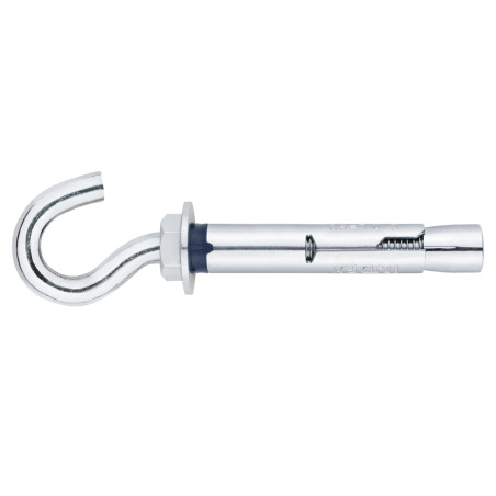 1 x Plug Verankering + Haak boor 11 M8X60 Wit verzinkt staal