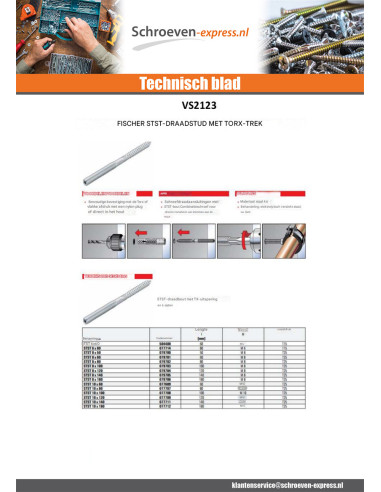 1 x Tapeind uitlaatspruitstuk Fischer STST TORX...