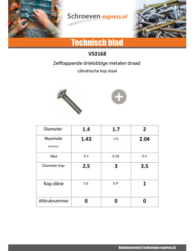 1 x Zelftappende schroef Draadstang metalen...