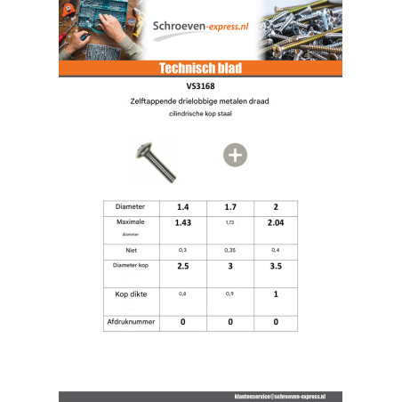 1 x Zelftappende schroef Draadstang metalen cilindrische kop phillips M2X10 Wit verzinkt staal microschroeven