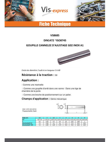 1 x Gegroefde stelpin G02 RVS A1 6X25