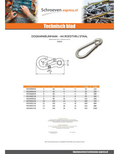Karabijnhaak met oog A4 RVS diameter 5 2