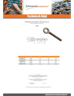 Oogbout voor spanner oog 13 RVS A2 10X67 2