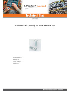 PVC-schroeven gefreesde bolkop Pozi 3X10 Wit verzinkt... 2