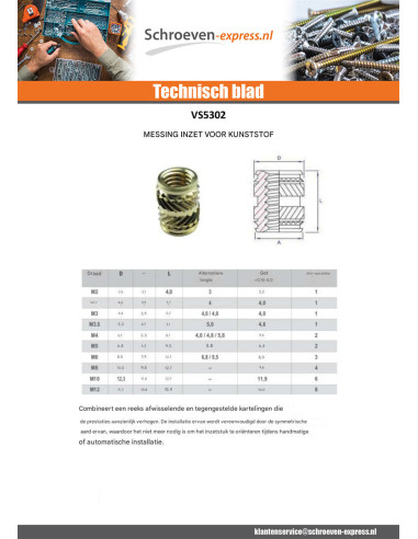 1 x Insert TECHFIX Messing M4X8.1