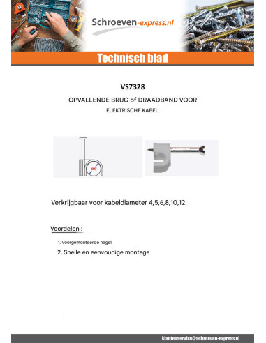 1 x Spijkerclip to HIT diameter 12 wit nylon