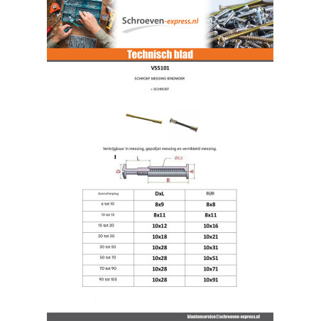 1 x Schroeven Hulsmoer M4 Messing voor Aanspannen 30 to 50