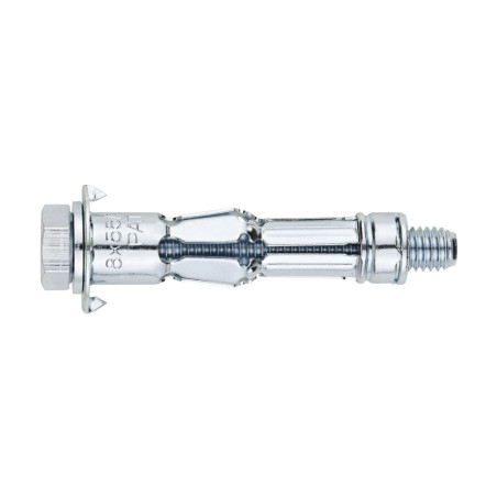 1 x Metalen muurplug voor gipsplaten met Metalen schroeven zeskantboutenTH M8X73 Wit verzinkt staal