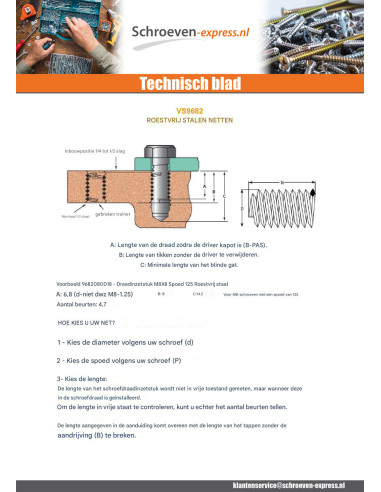 1 x Helicoil M7X7 steek van100 RVS