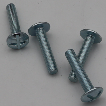 1 x Zakje 4 Metalen schroeven Bolkop breed rond M8X40 Wit verzinkt staal