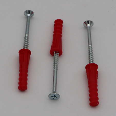 1 x KIT 3 Plug rood 9X39 met 3 Agglo houtschroeven