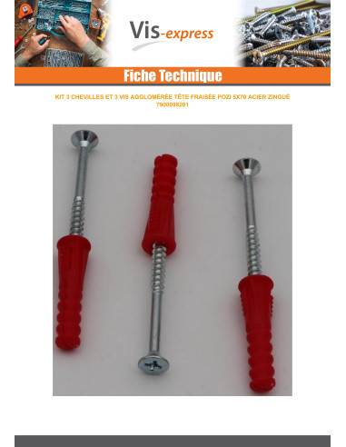 1 x KIT 3 Plug rood 9X39 met 3 Agglo houtschroeven