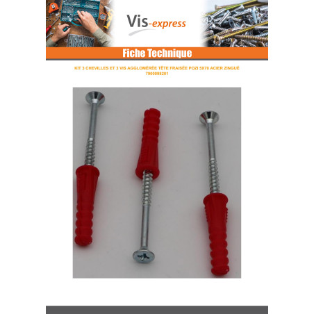 1 x KIT 3 Plug rood 9X39 met 3 Agglo houtschroeven