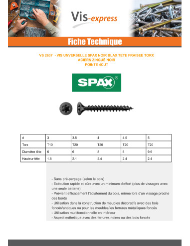 1 x SPAX Houtschroeven gefreesde kop TORX T20...