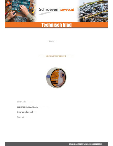 1 x Zelfklevende glasvezelband 50 mm lengte 90...