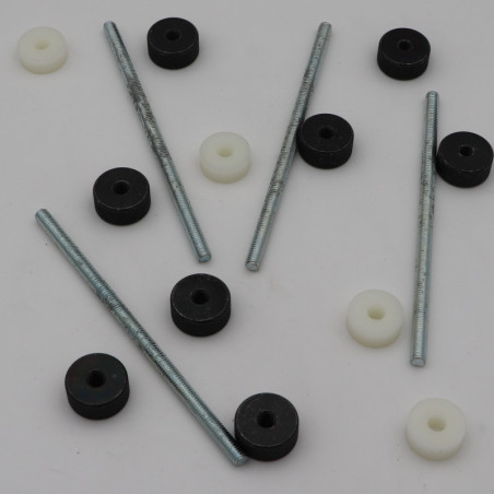 1 x KIT Draadstang M6X130 Wit verzinkt staal met Moer