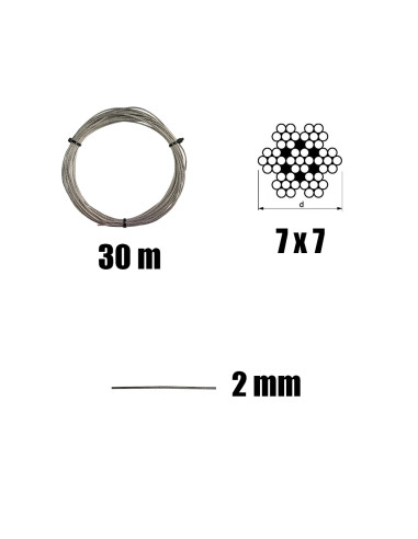 1 x Set van 30 meter roestvrijstalen kabel...