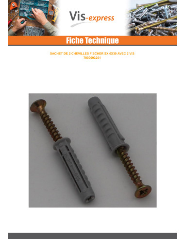 1 x Zakje van 2 Plug Fischer SX6 met 2 Schroeven