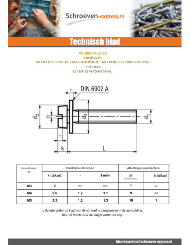1 x Metalen schroeven cilindrische kop split...