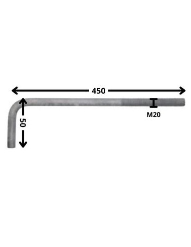 1 x Schroefduim metalen lange lengte M20X450...