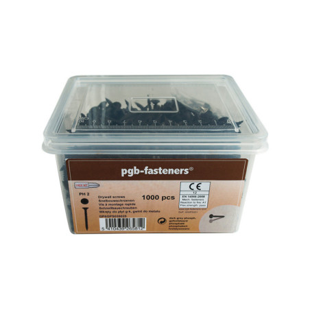 1 x Emmer met 850 Gipsplaatschroeven Phillips 2 3,5X35 Fosfaatstaal