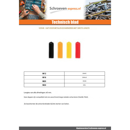 1 x Afdichting voor Schroefduim metalen M16 ORANJE