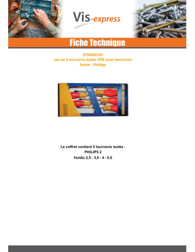 1 x Set van 5 Schroevendraaier voor elektricien