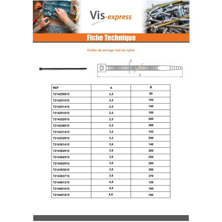 1 x Slangenklem RVS zwart nylon polyamide 6.6 2,5X160