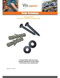 KIT 2 Houtdraadbouten 6X40 MET2 Sluitring en 2 Plug 2