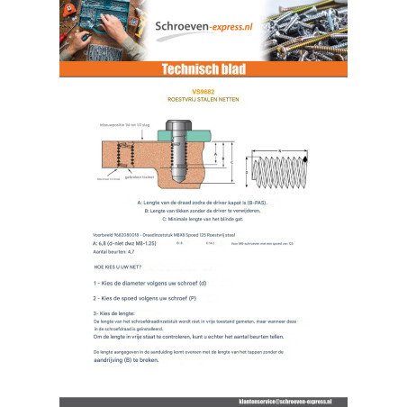 1 x Helicoil M3X4.5 steek van 50 RVS