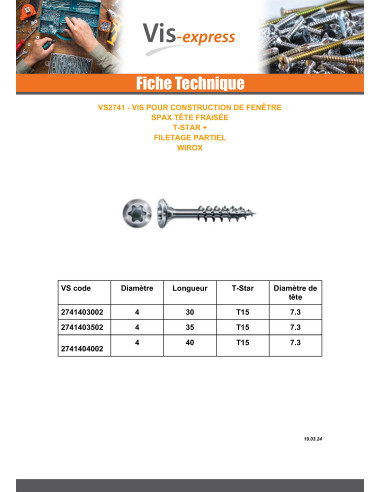 1 x SPAX V.CONSTFENET gefreesde kop T-STAR TORX...