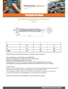 Terrasschroeven dubbele draad gefreesde kop TORX T25 5X50... 2