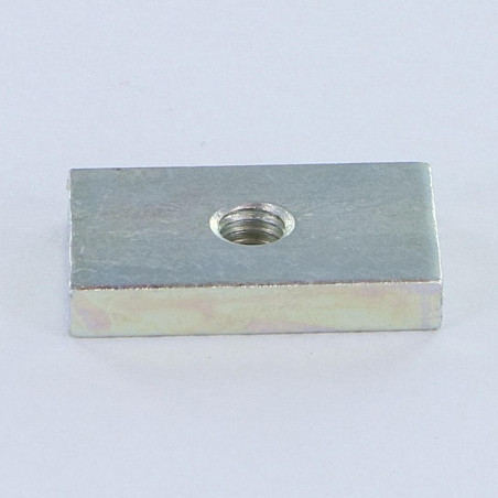 1 x Moer rechthoekig M6 30x25x5 Wit verzinkt staal