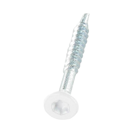 1 x Agglo houtschroeven medium gefreesde kop kartel TORX T20 4X35 bedraad op 24 Wit verzinkt staal RAL9010 zuiver wit
