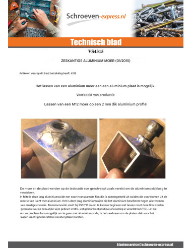 1 x Zeskantmoer M3 Aluminium