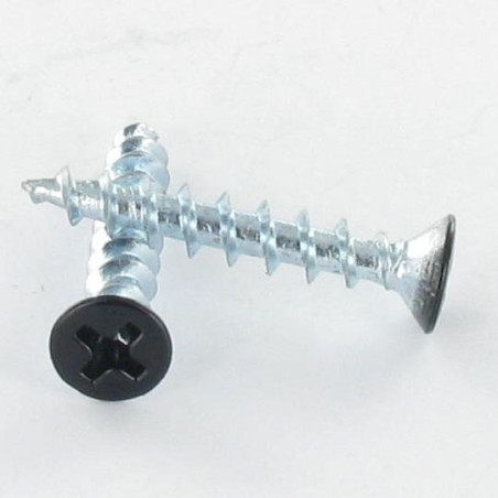 1 x Agglo houtschroeven gefreesde bolkop phillips 4.3X25 Wit verzinkt staal RAL9005 donker zwart