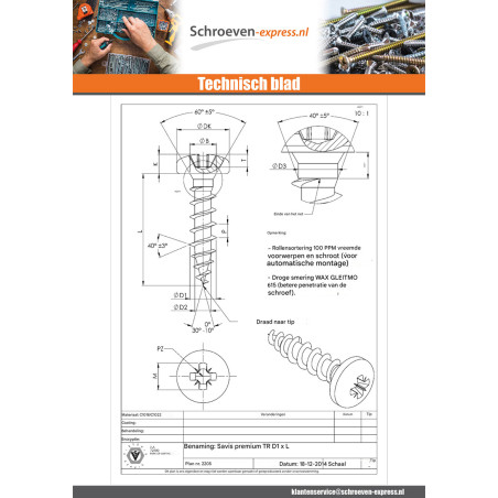 1 x Agglo houtschroeven PREMIUM ronde kop Pozi PZ7 5X17 Wit verzinkt staal