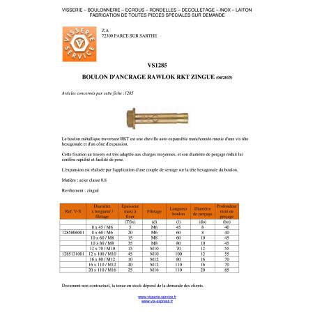 1 x Metalen bout RKT 16X110 M12 Wit verzinkt staal