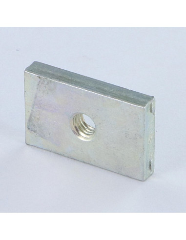 1 x Moer rechthoekig M6 31x18x6 Wit verzinkt staal
