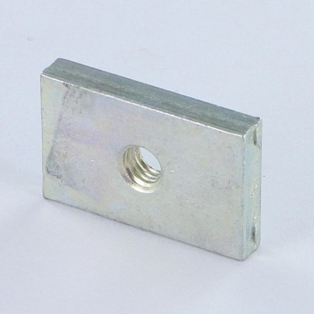 1 x Moer rechthoekig M6 31x18x6 Wit verzinkt staal
