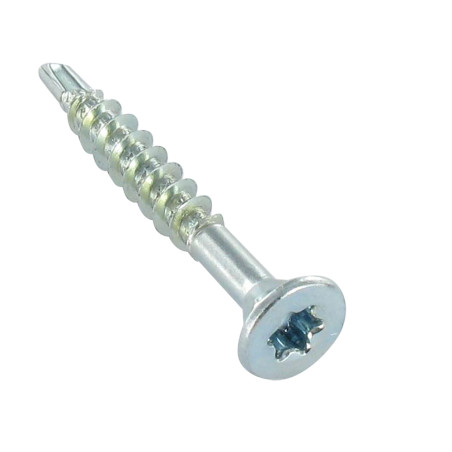 1 x Schroeven medium gefreesde kop kartel TORX T20 4X50 bedraad op 35 Wit verzinkt staal
